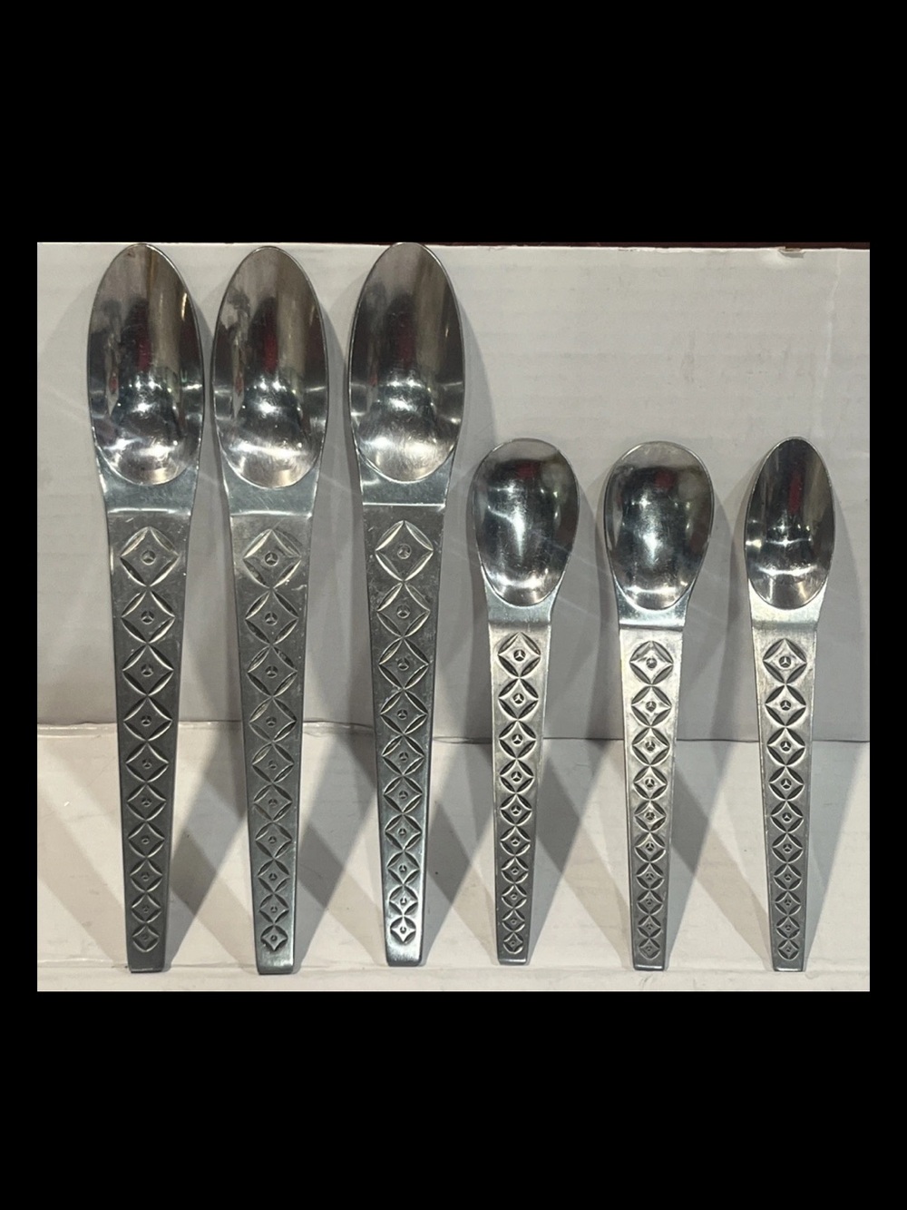 Stanley Roberts Flatware Spoon Geometric Design Danish Influence Japan (6) Piece